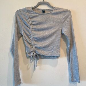 Wild Fable Gray Ruched Tie Front Crop Top